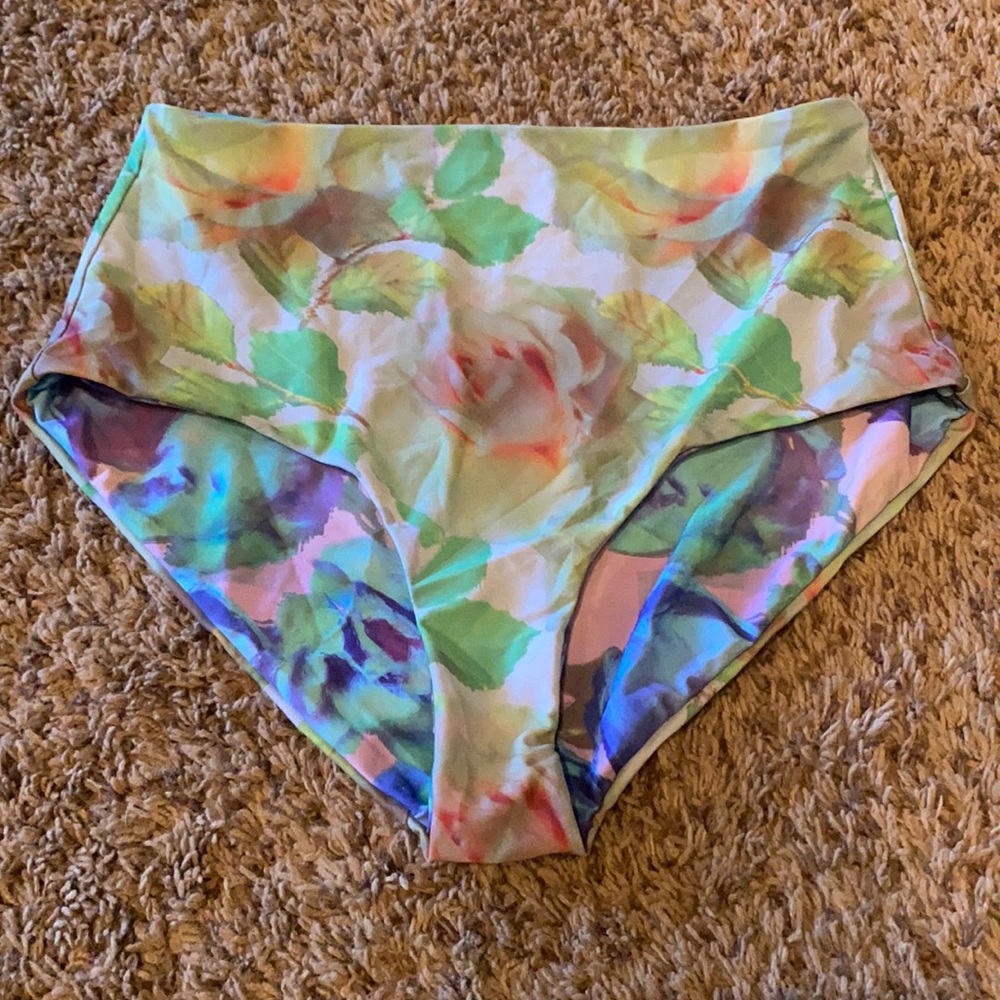 Reversible High Waisted Floral Bikini Bottoms